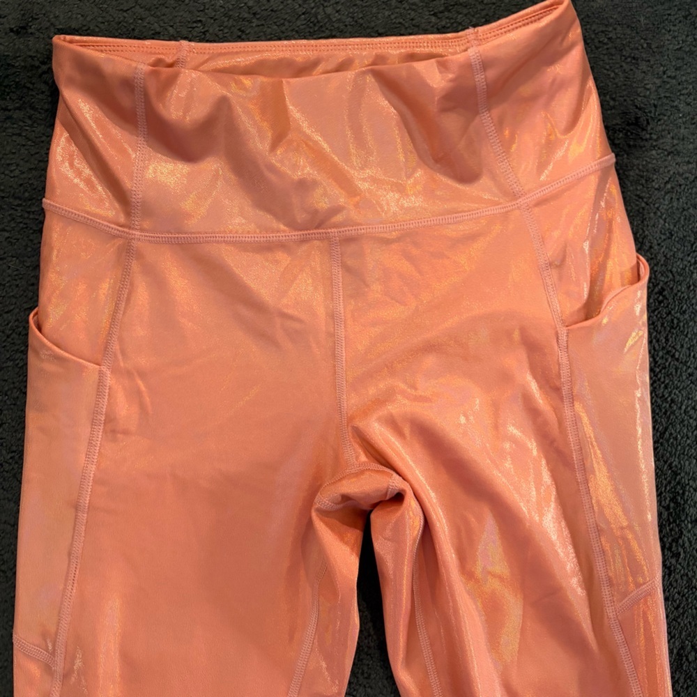Fabletics Iridescent Peach-Coral High-Waisted Leggings - Picture 6 of 16